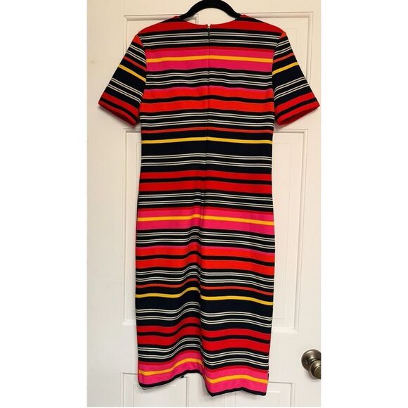 Cato Fully Lined Multicolor Dress with Multidirectional Stripes V-Neck Size 10 - Picture 4 of 11